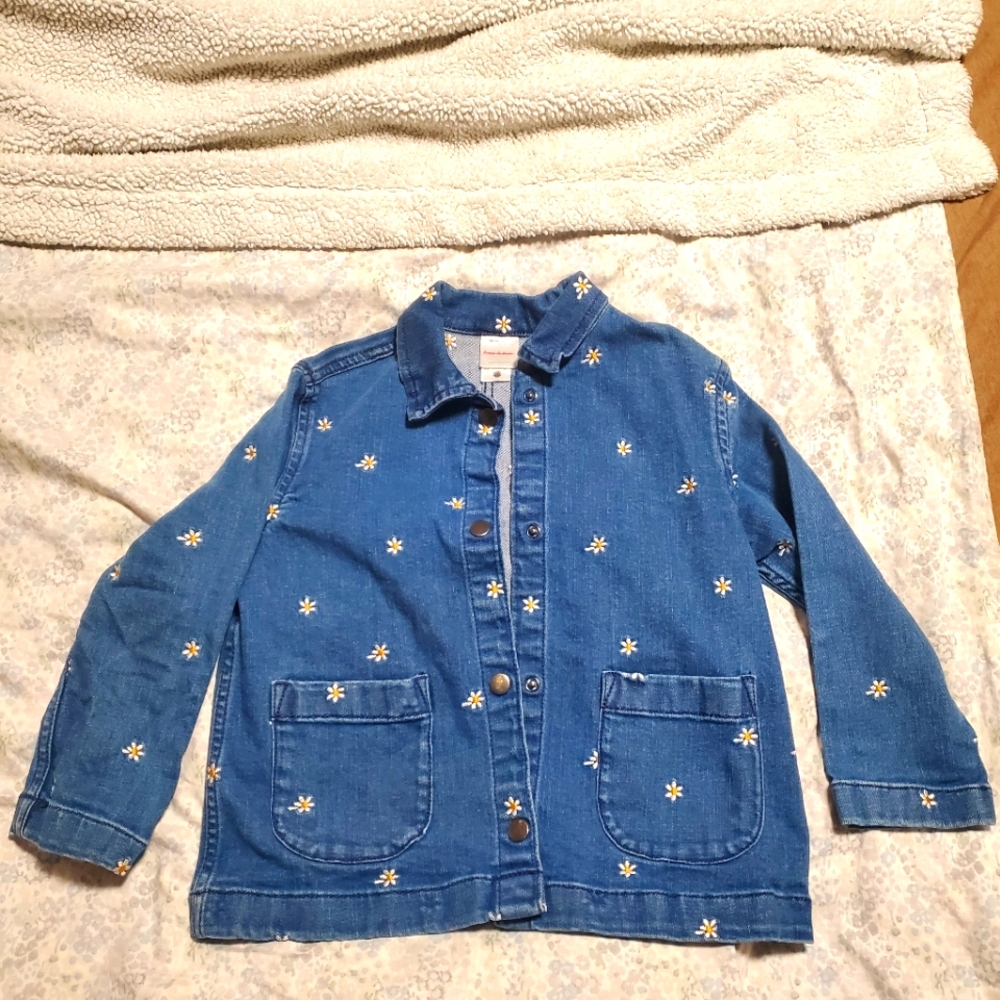 Hanna Andersson Blue Jean Jacket with Daisy Pattern